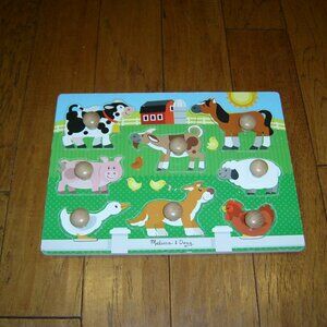 Melissa & Doug Baby's Wooden Jumbo On The Farm Animals Knob Puzzle